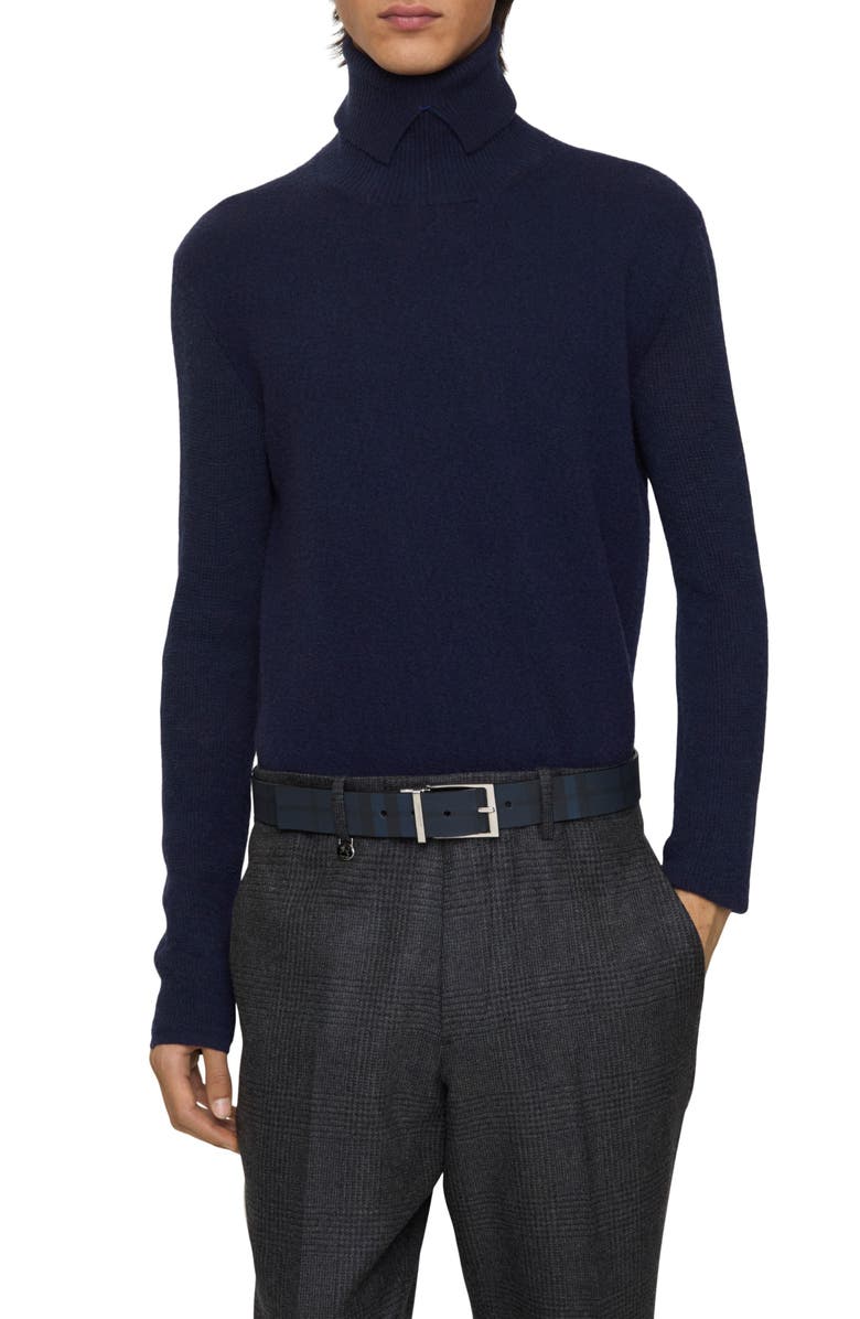 Burberry Louis Reversible Check Belt, Alternate, color, Navy Ip Chk/ Black