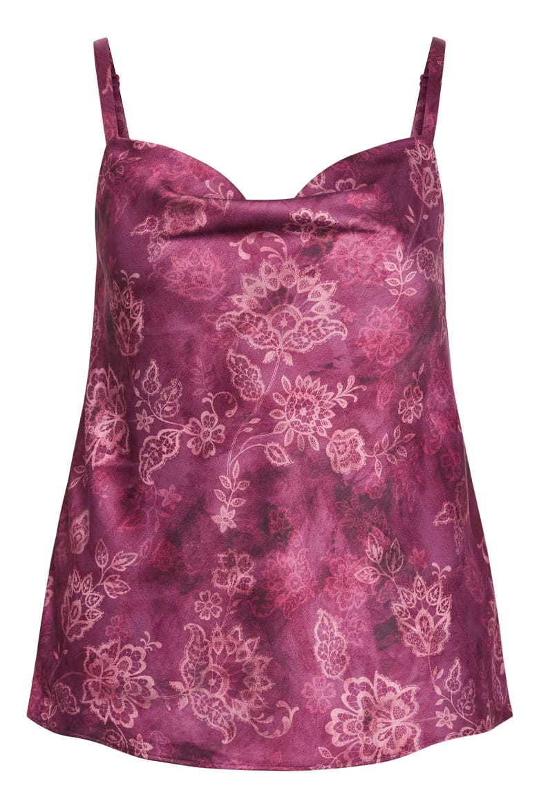 Cowl Neck Satin Cami, Alternate, color, LACE DUSK