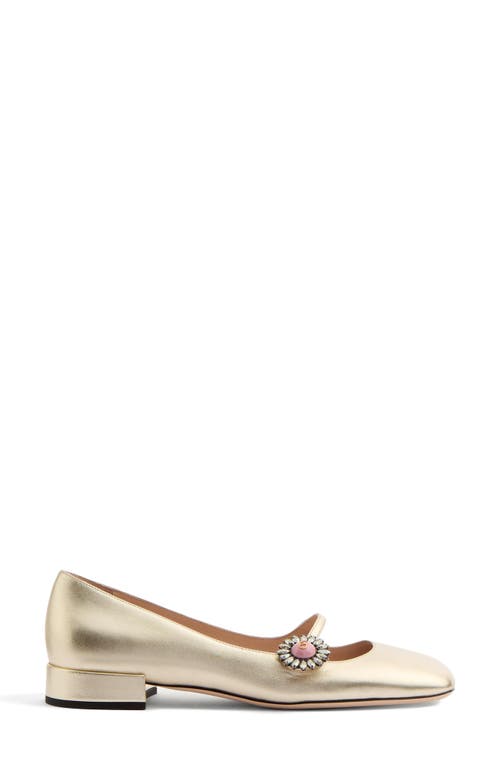 Valentino Mary Jane Metallic Leather Ballet Flats In Platinum