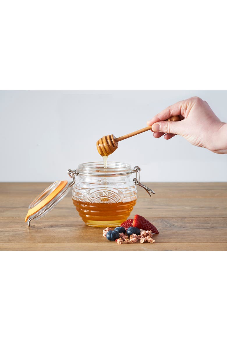 Honey Pot with Beechwood Dipper, 13.5 Ounce, Main, color, Clear