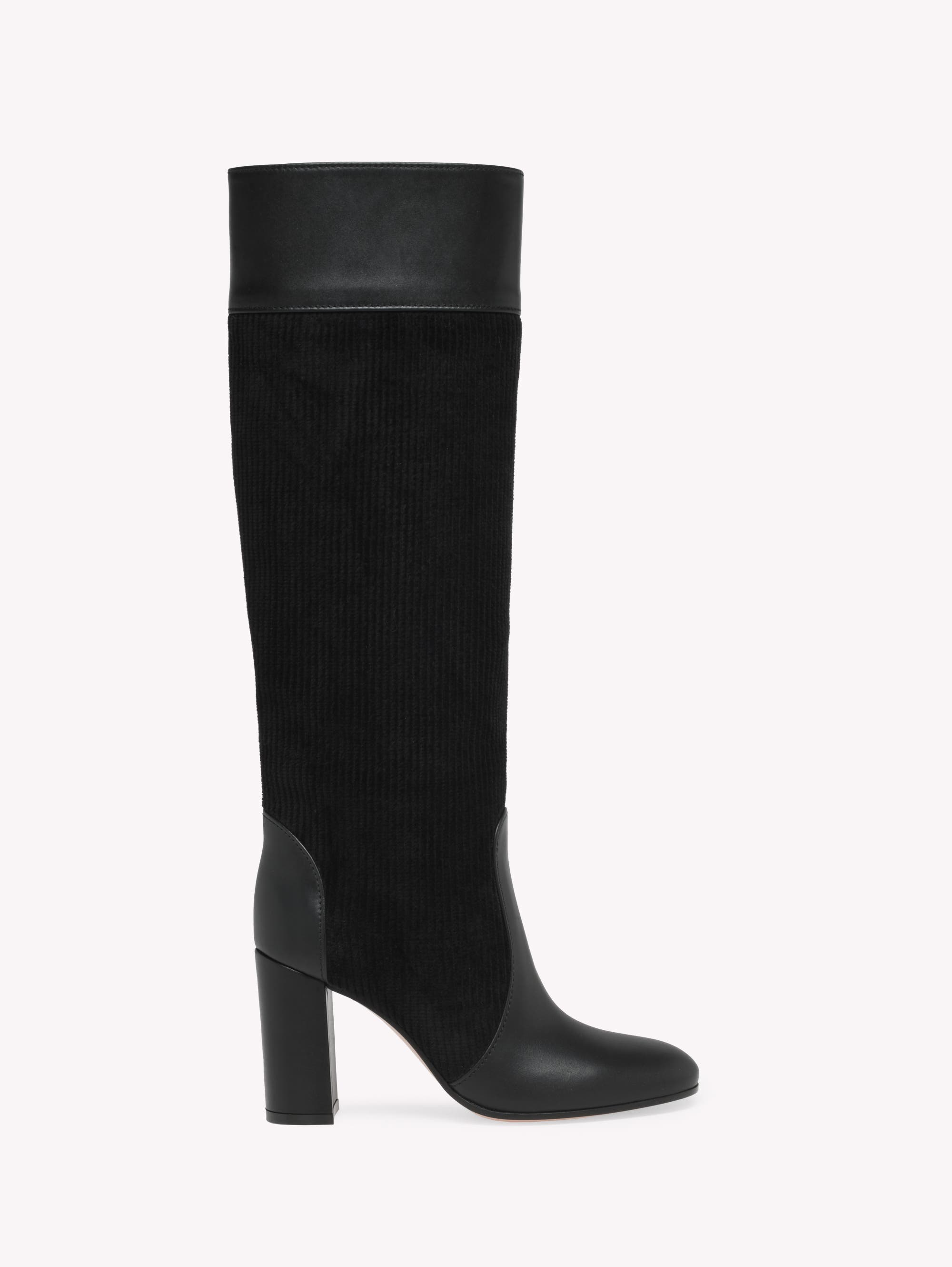 Gianvito Rossi Sheffield Boots, Main, color, Black Calf And Fabric