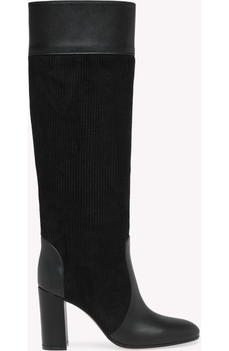 Gianvito Rossi Sheffield Boots, Main, color, Black Calf And Fabric
