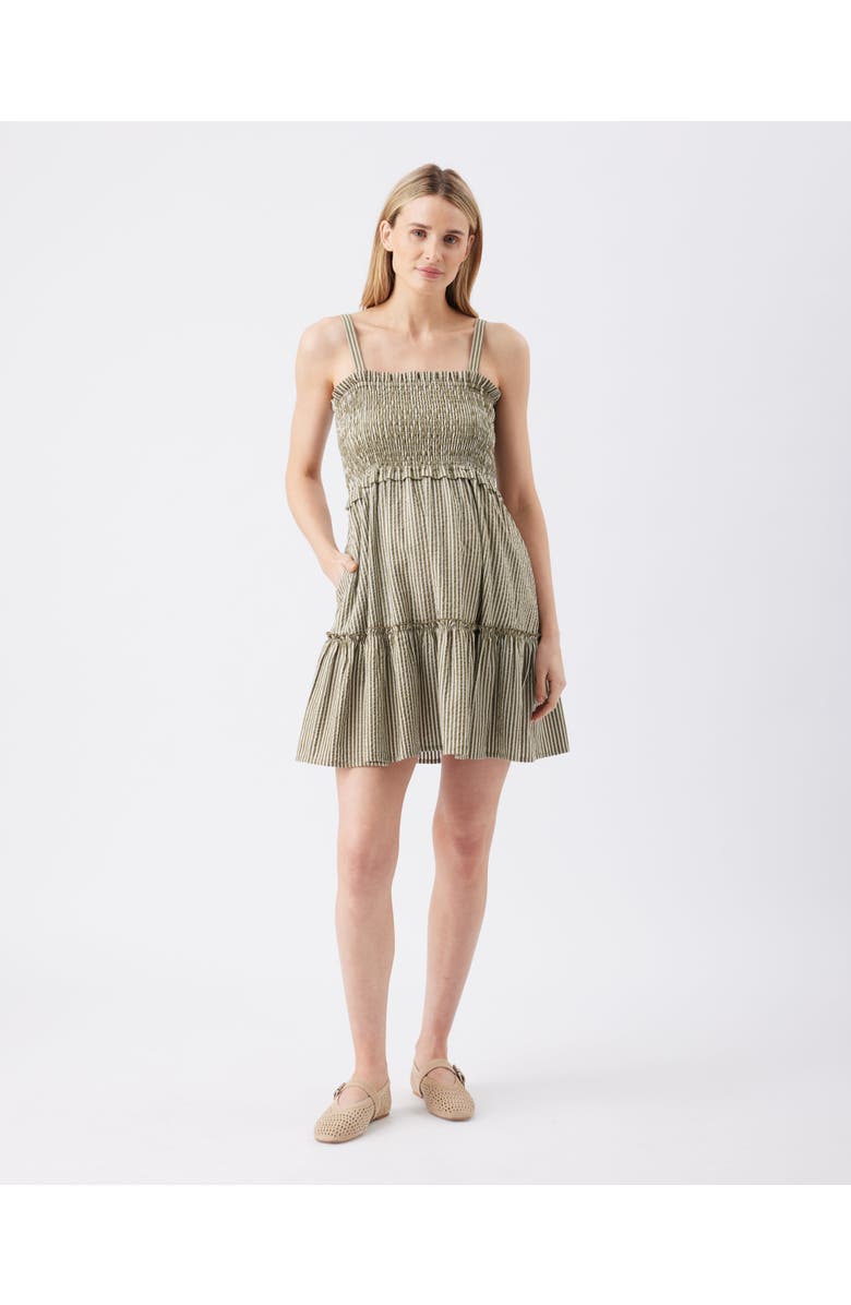 Ripe Maternity Gabby Tiered Dress, Alternate, color, Khaki / White