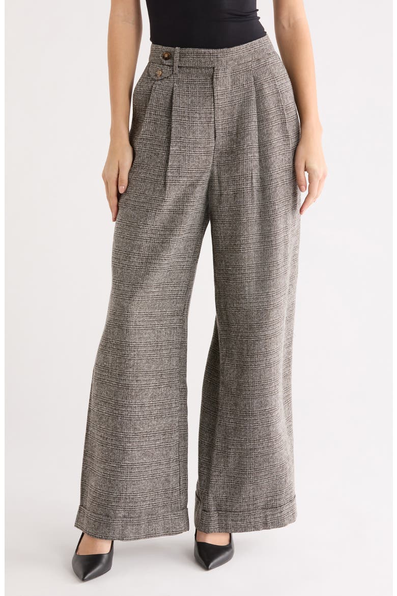 Lanie Wide Leg Pants, Main, color, GREY PLAID
