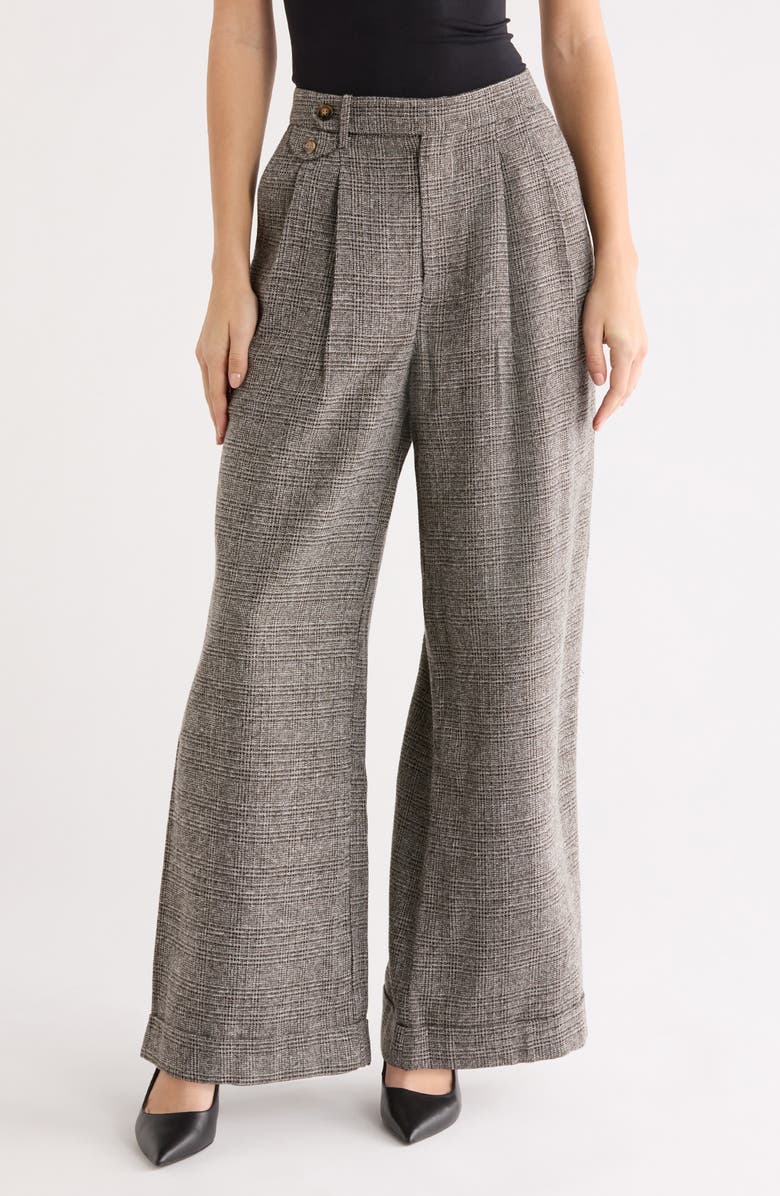 ASTR the Label Lanie Wide Leg Pants, Main, color, Grey Plaid