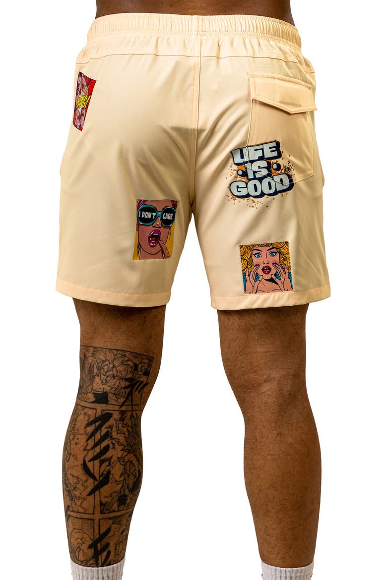 Swim Marthyr Print Swim Trunks, Alternate, color, YELLOW