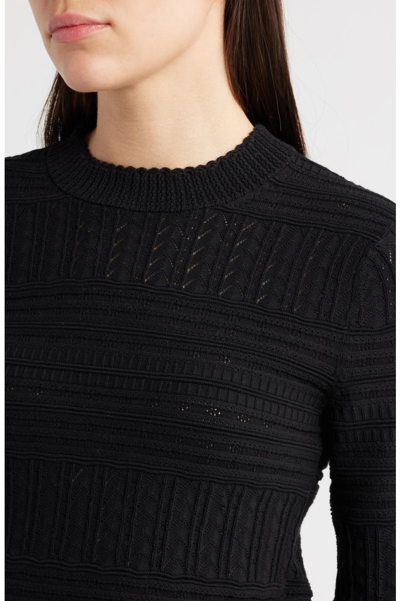 Cotton Crewneck Sweater, Alternate, color, BLACK