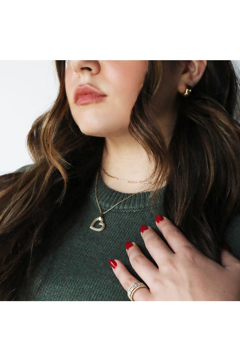 Gold Woven Open Heart Necklace, Alternate, color, Yellow Gold