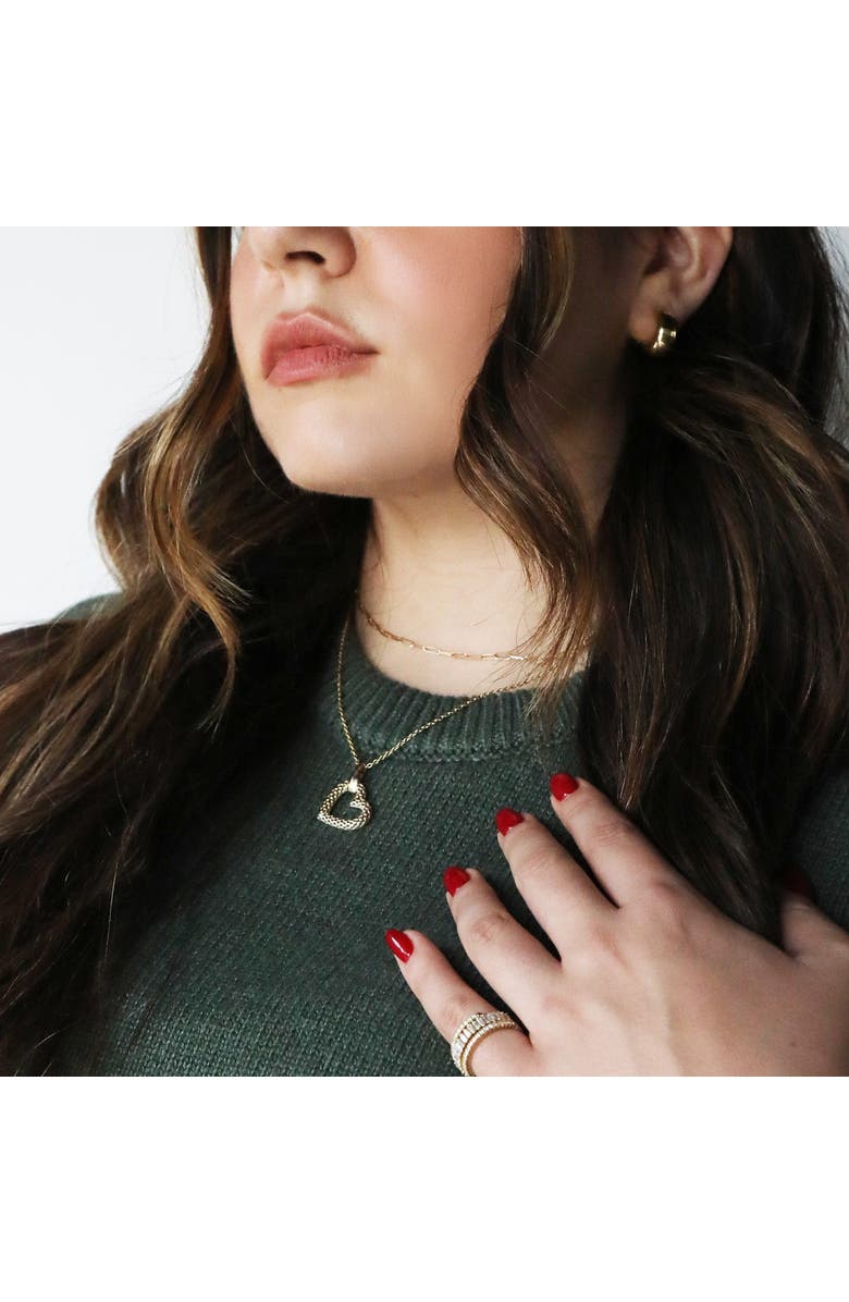 The Lovery Fine Jewelry Gold Woven Open Heart Necklace, Alternate, color, Yellow Gold