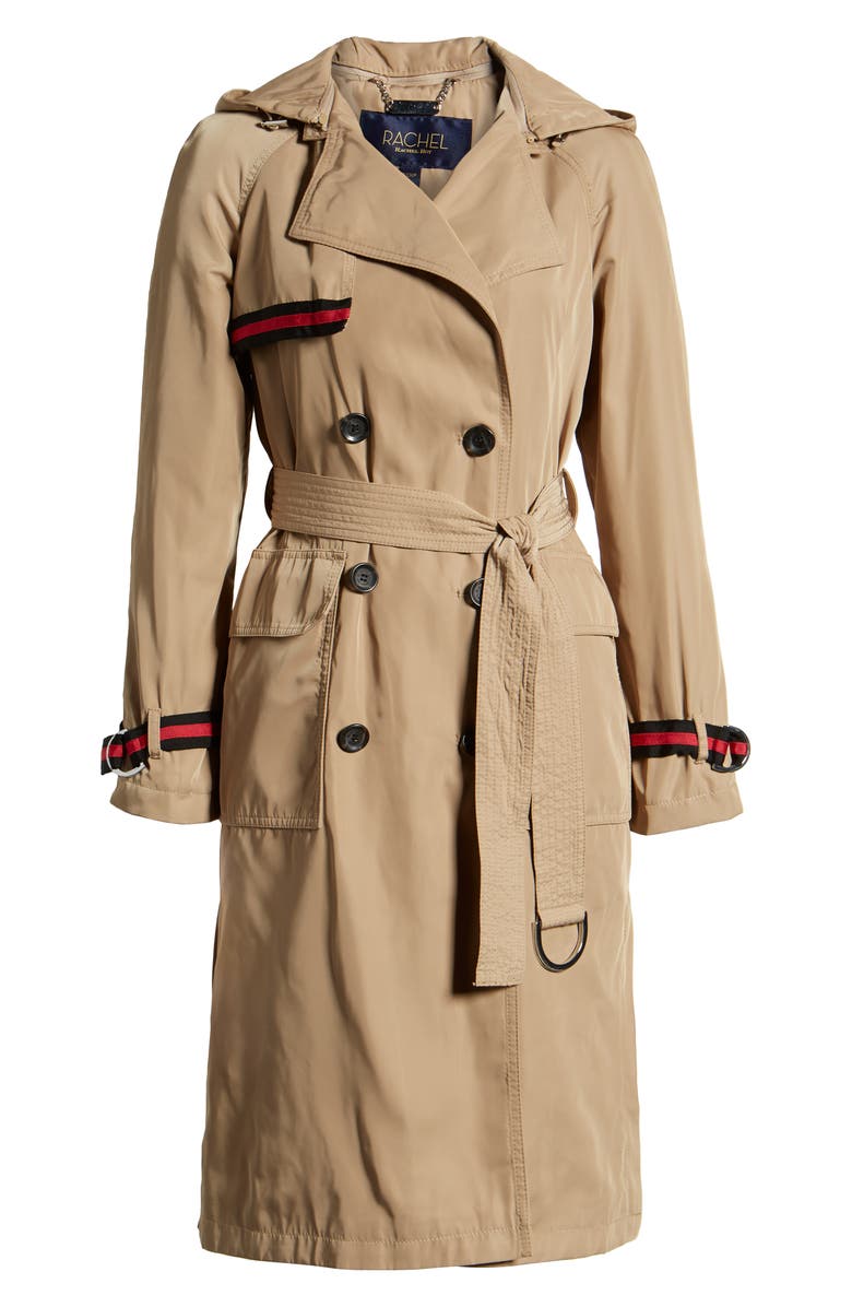 RACHEL Rachel Roy Grosgrain Trench Coat, Alternate, color, 