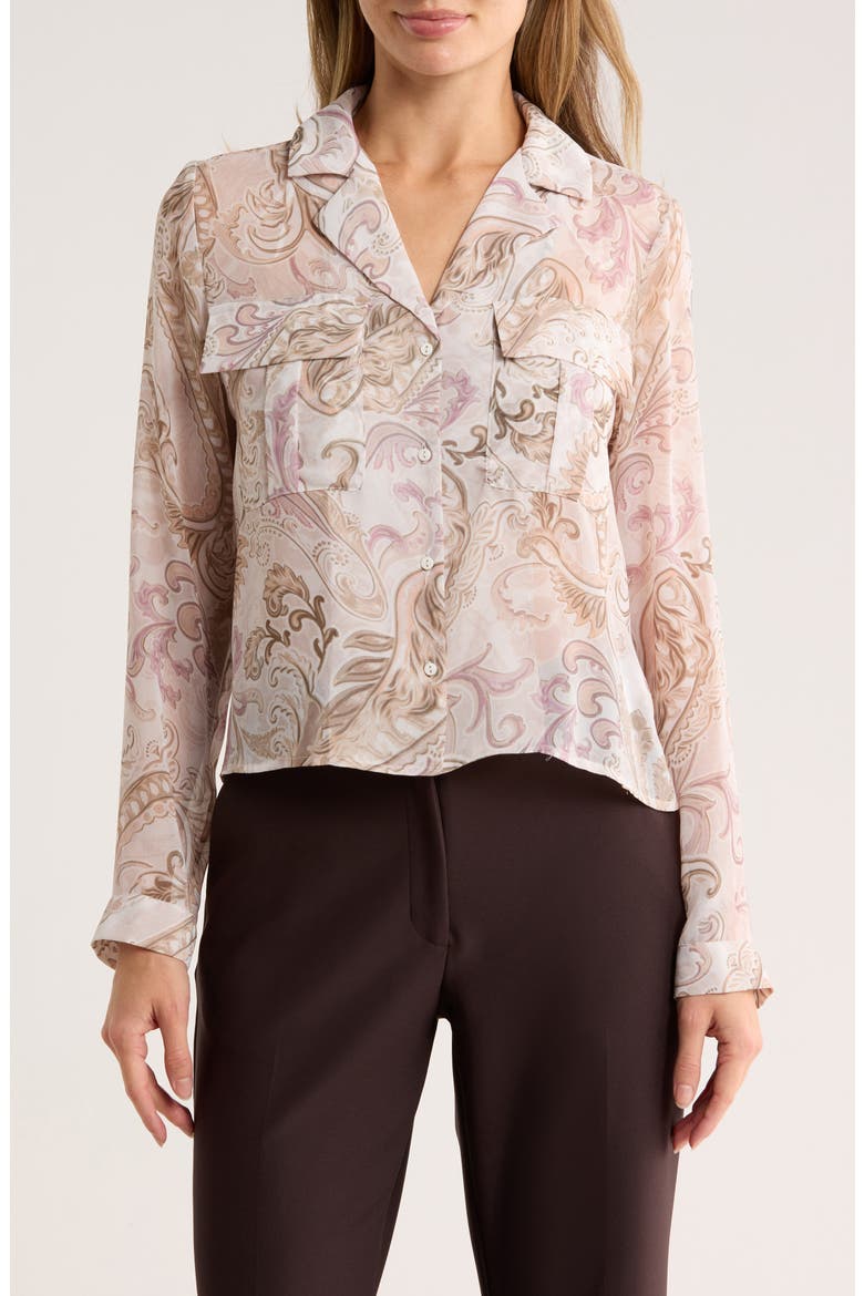Print Long Sleeve Crop Blouse, Main, color, LIGHT PAISLEY PRINT