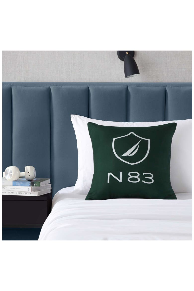 N83 Boat Microfiber Throw Pillow, Alternate, color, DARK GREEN