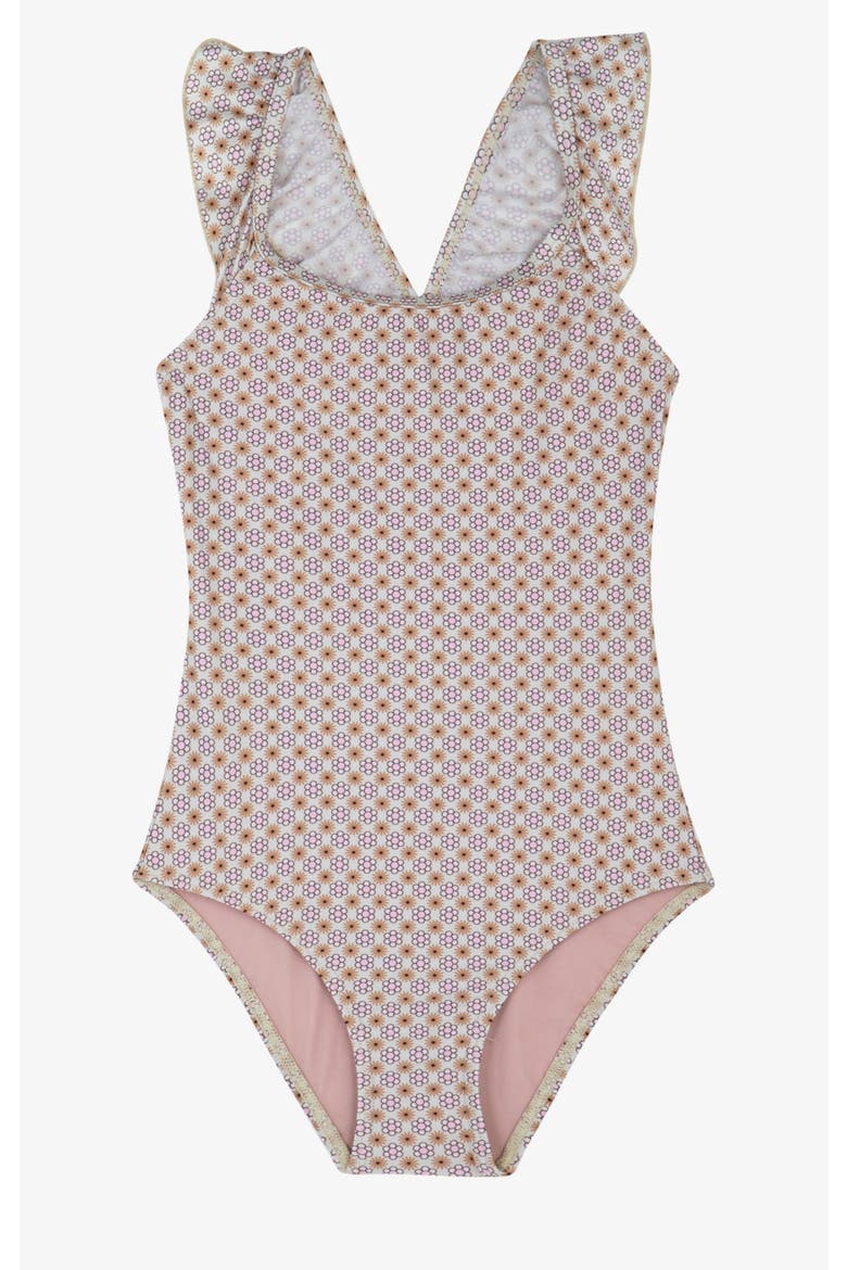 Vacation Mode Square Neck Ruffle One Piece, Main, color, Multi-Pastel