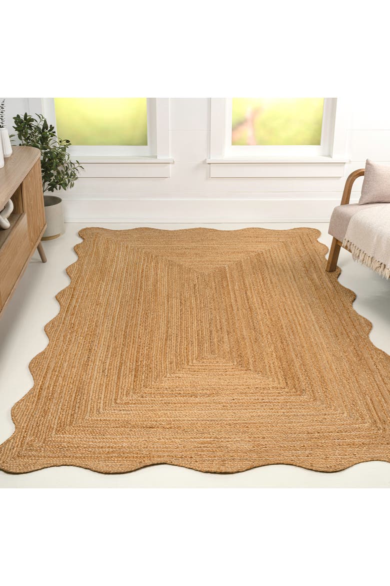 Seaside Cottage Scallop Edge Jute Area Rug, Alternate, color, Natural