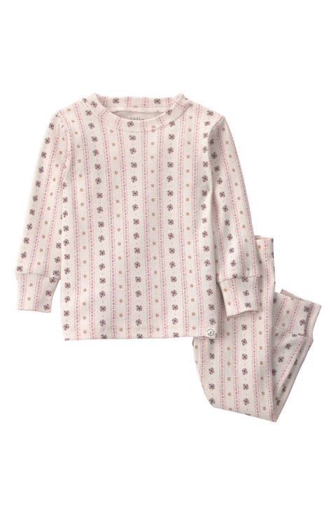 Print Fitted Organic Cotton Two-Piece Pajamas