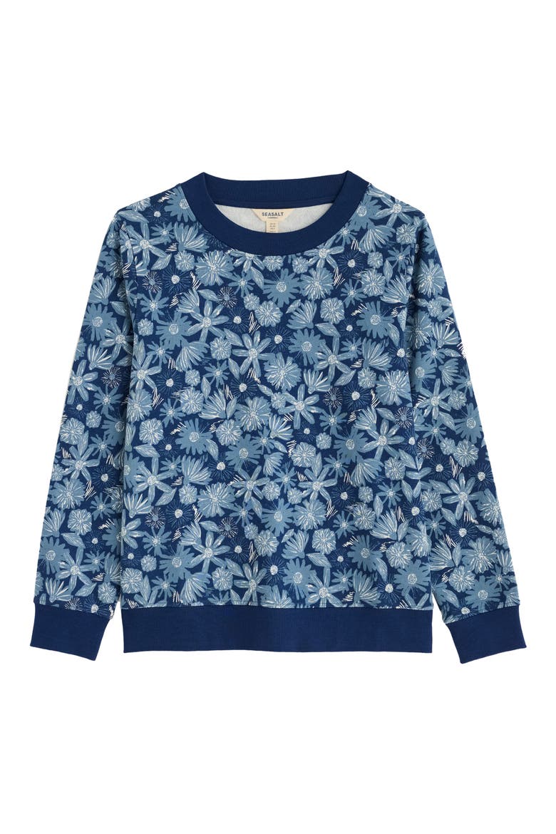Bright Wave Organic Cotton Sweatshirt, Alternate, color, SKETCHBOOK BLOOMS MARINE
