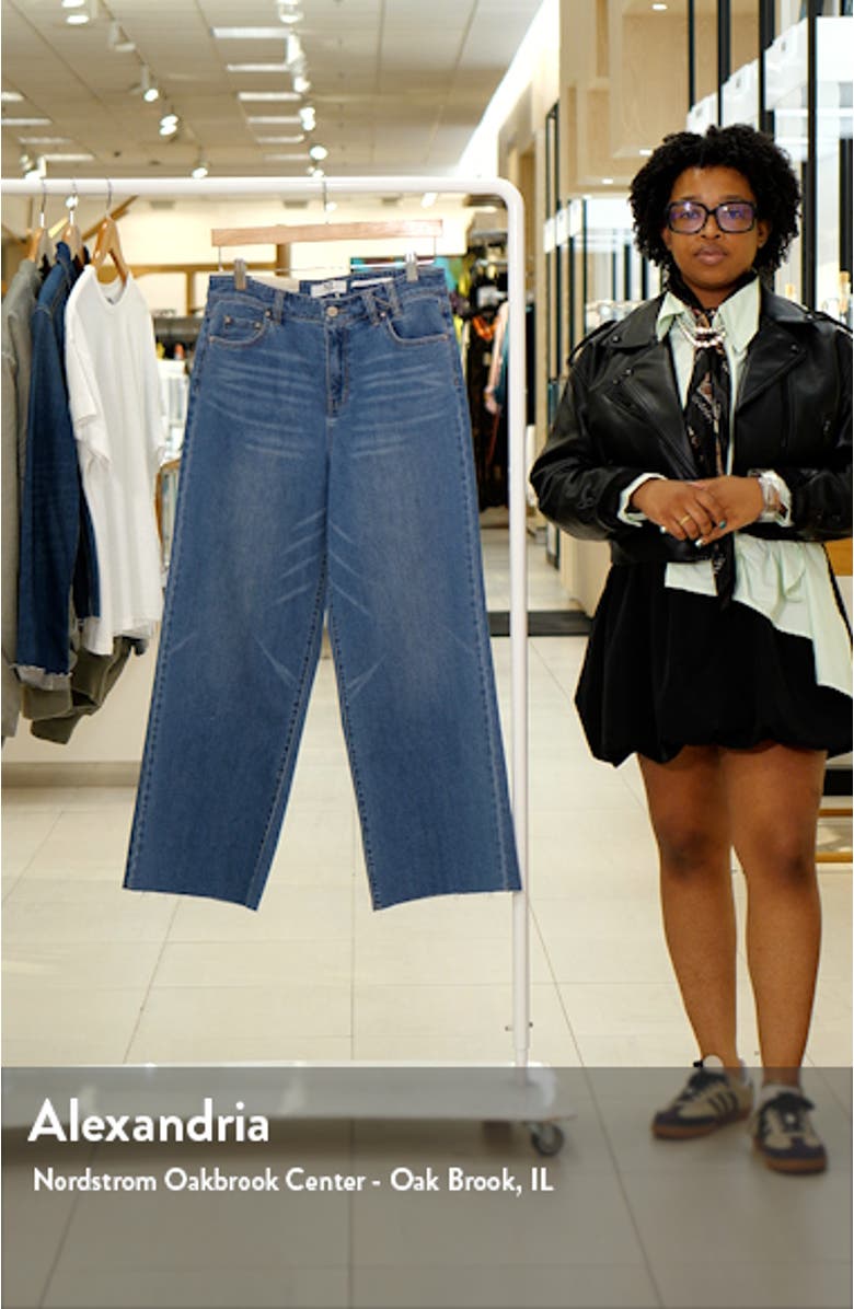 High Waist Raw Hem Wide Leg Jeans, sales video thumbnail