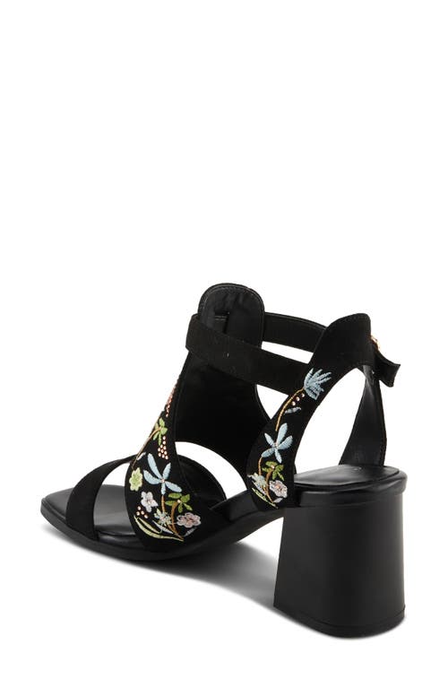 Azura By Spring Step Romantic Floral Embroidered Sandal In Black