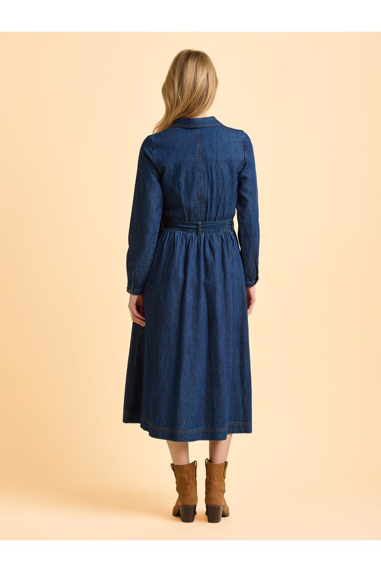 Fern Long Sleeve V-Neck Shirt Midi Dress, Alternate, color, Blue