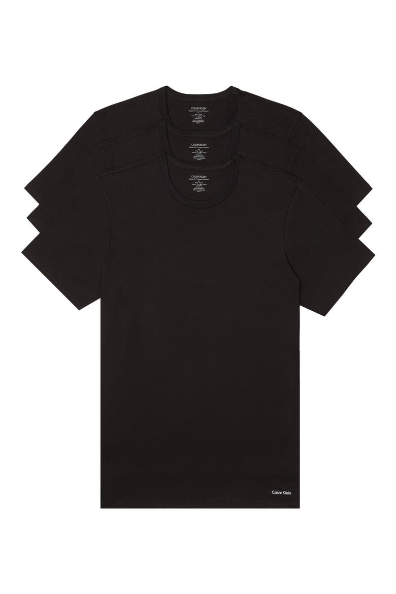 3-Pack Slim Fit Cotton Crewneck T-Shirt, Main, color, BLACK