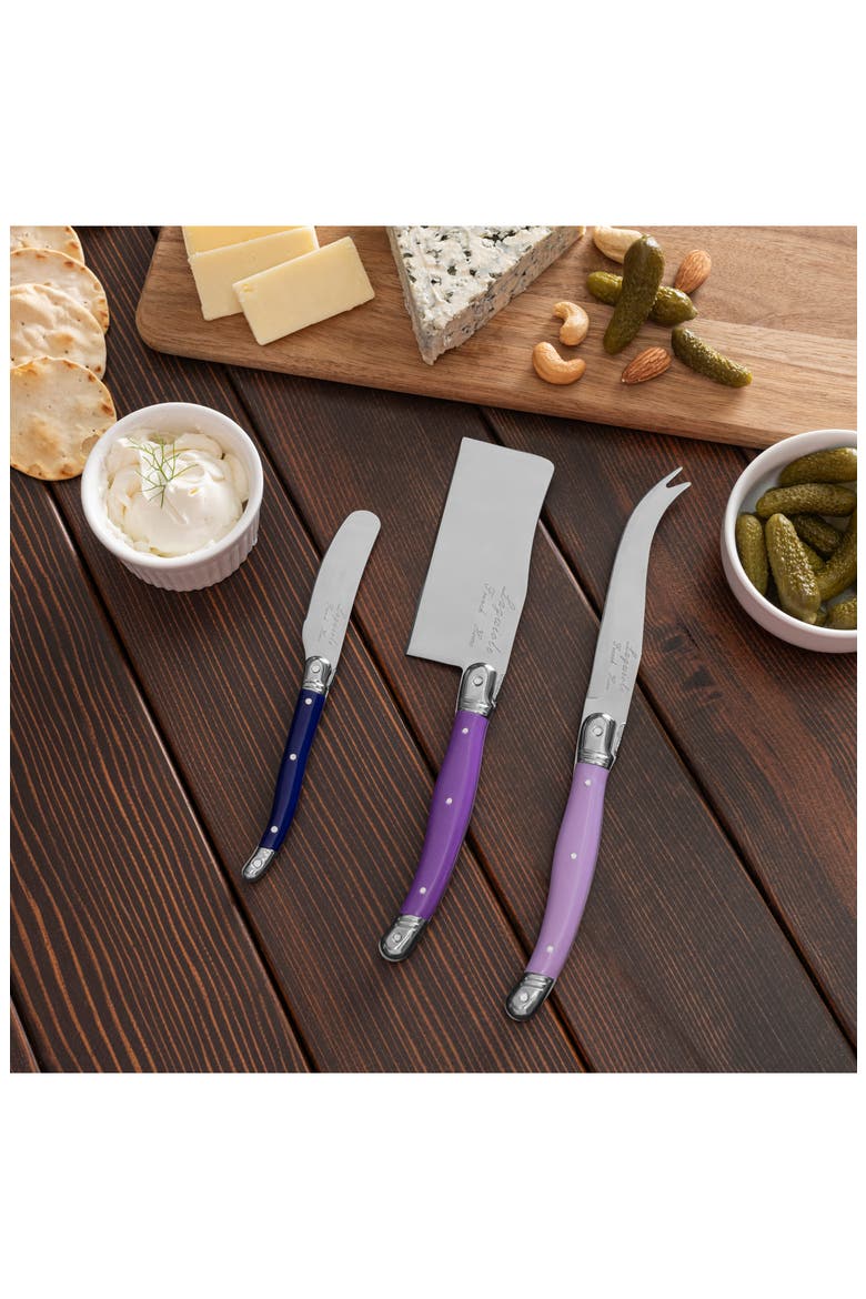 Set of 3 Assorted Laguiole Cheese Knives, Alternate, color, PLUM ROSE