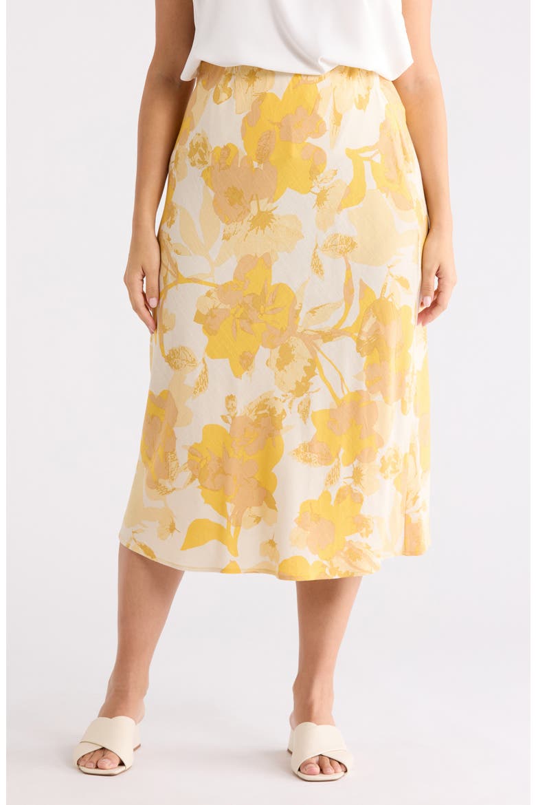 Floral Midi Skirt, Main, color, YELLOW