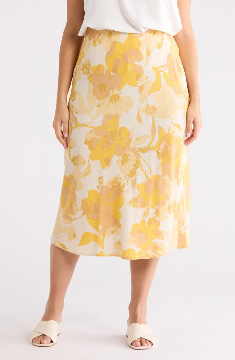 Renee C Floral Midi Skirt, Main, color, Yellow