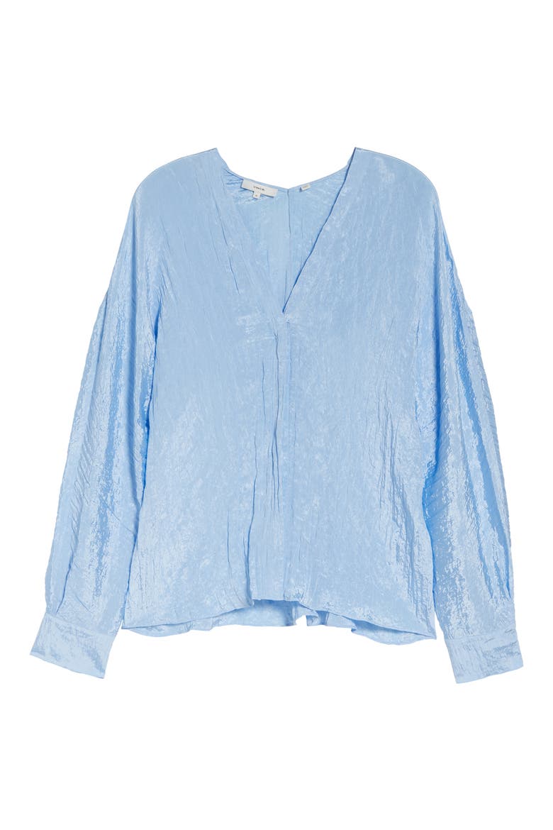 Double V-Neck Blouse, Alternate, color, CERULEAN