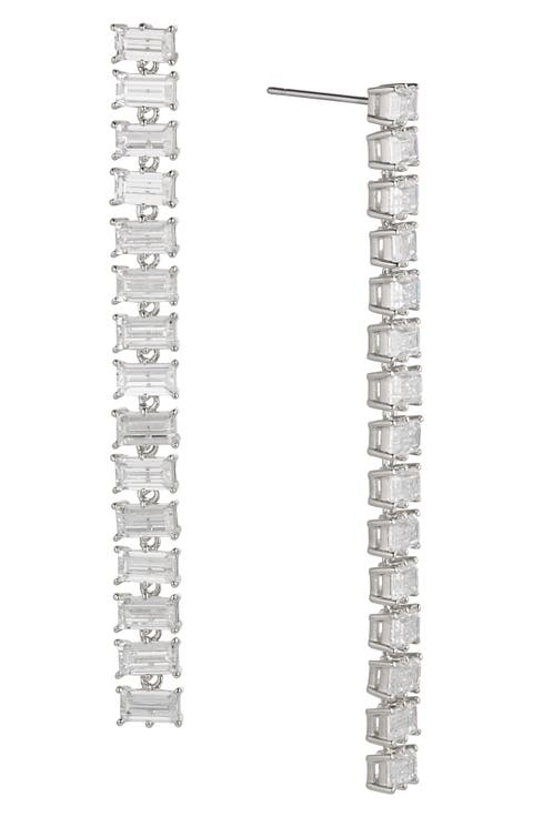 Chateau Cubic Zirconia Baguette Linear Drop Earrings