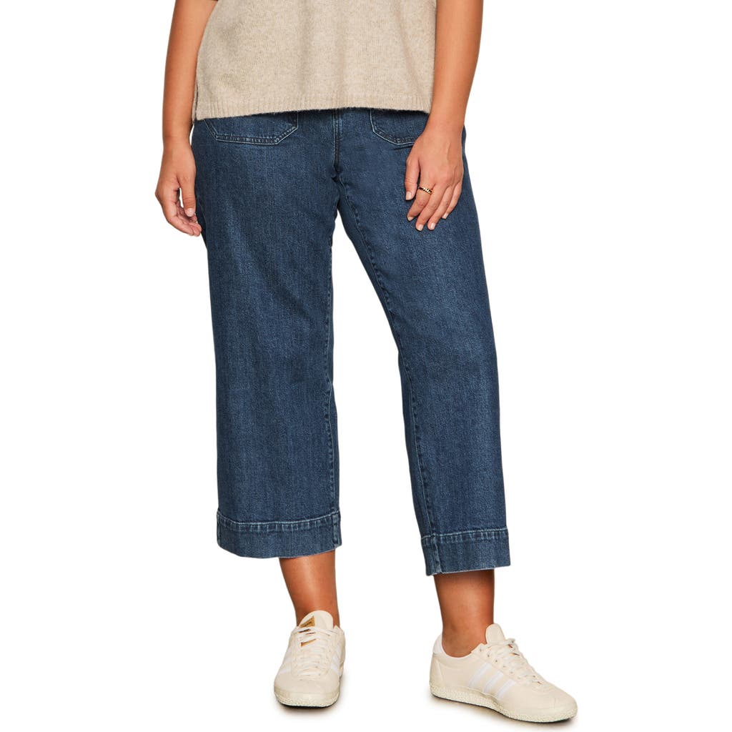Sanctuary The Marine High Waist Patch Pocket Crop Jeans In Blue