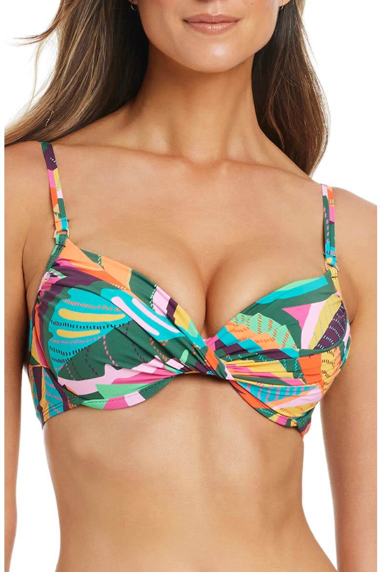Tropical Print Triangle Underwire Bikini Top, Main, color, MULTI