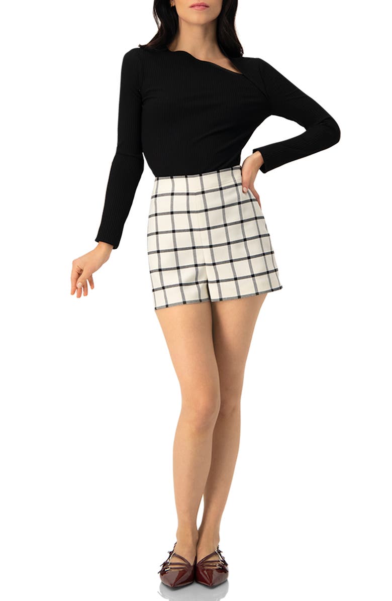 IVONNE Ribbed Knit Top with Asymmetrical Neckline, Alternate, color, Black