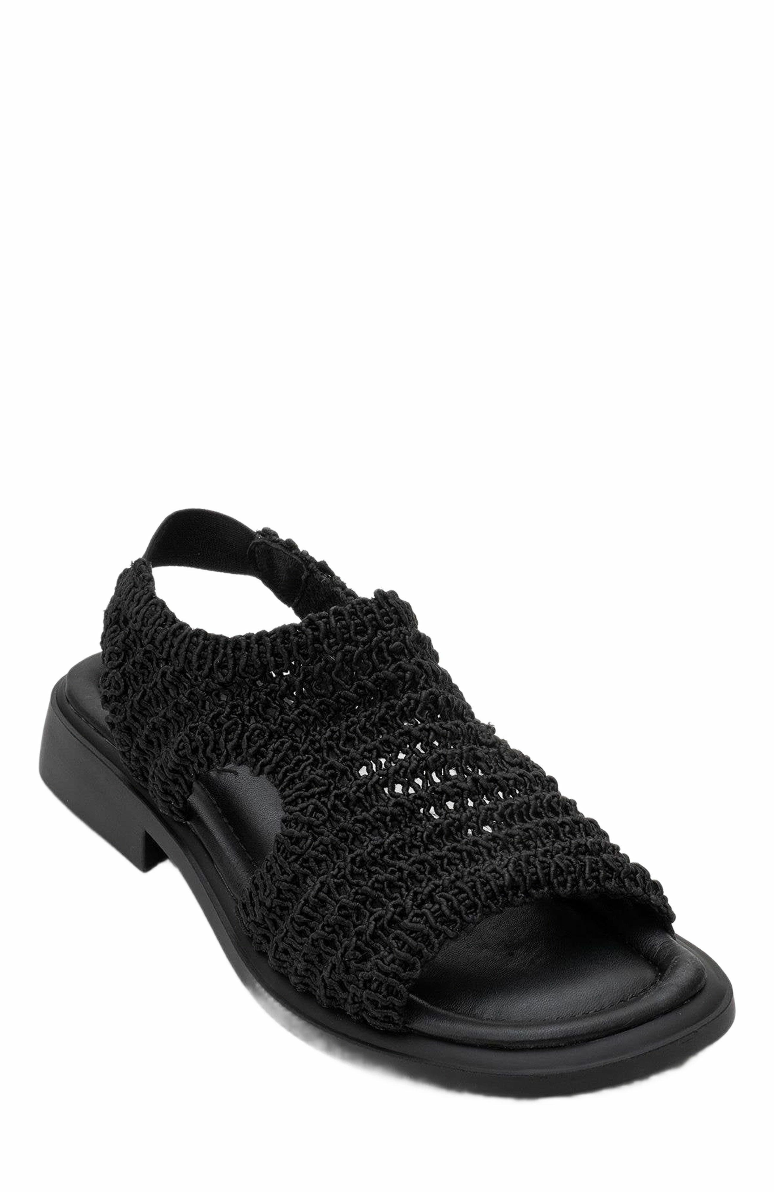 Forever & Always Shoes Weave Leather Woven Sandal, Alternate, color, Black Leather