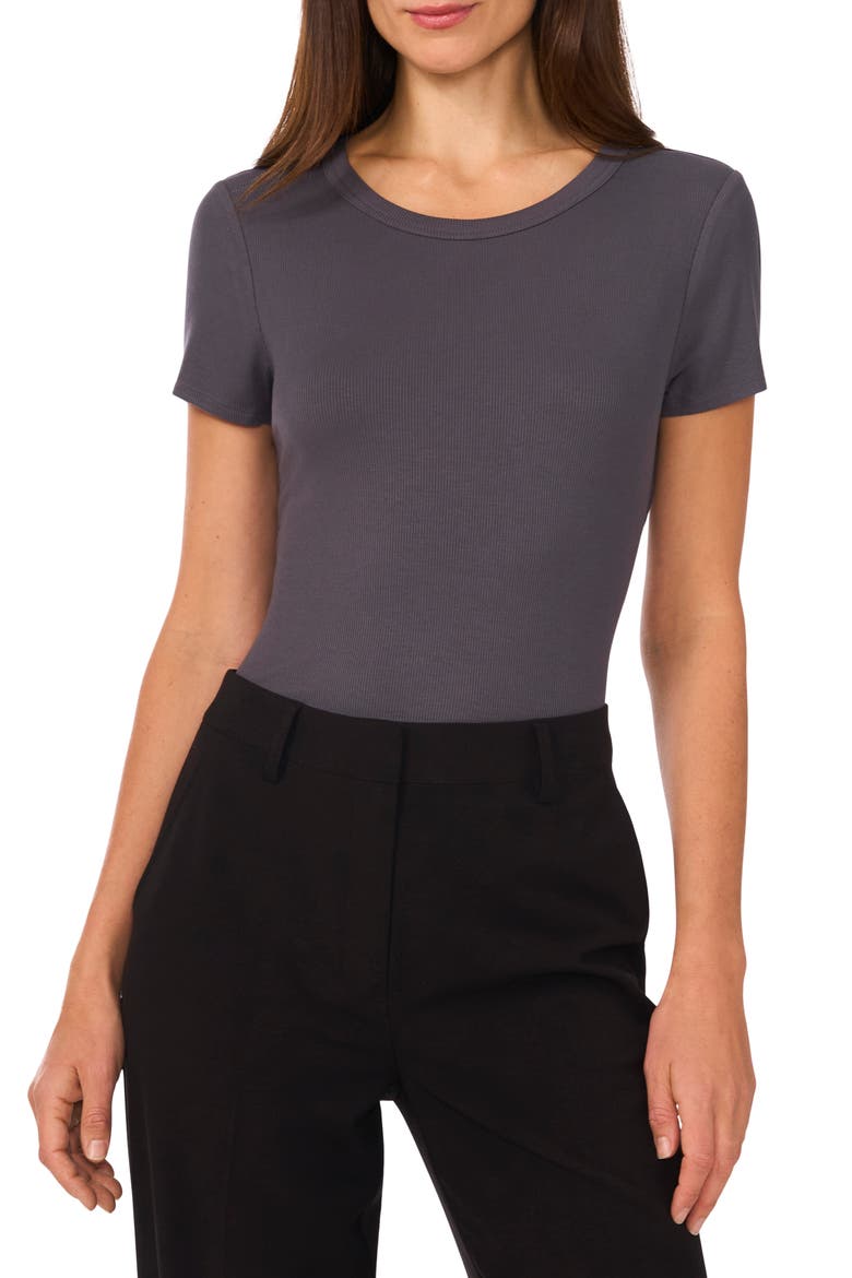 Rib Knit Jersey T-Shirt, Main, color, MAGNET