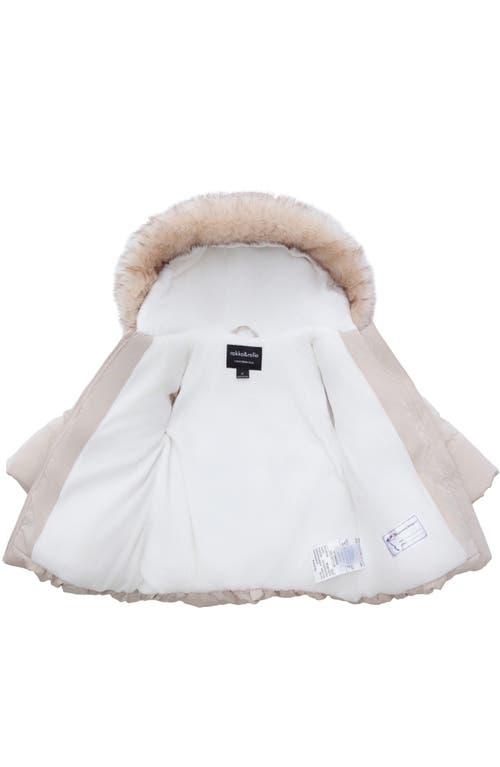 Rokka&rolla Kids' Luxe Bow Puffer Coat In Neutral