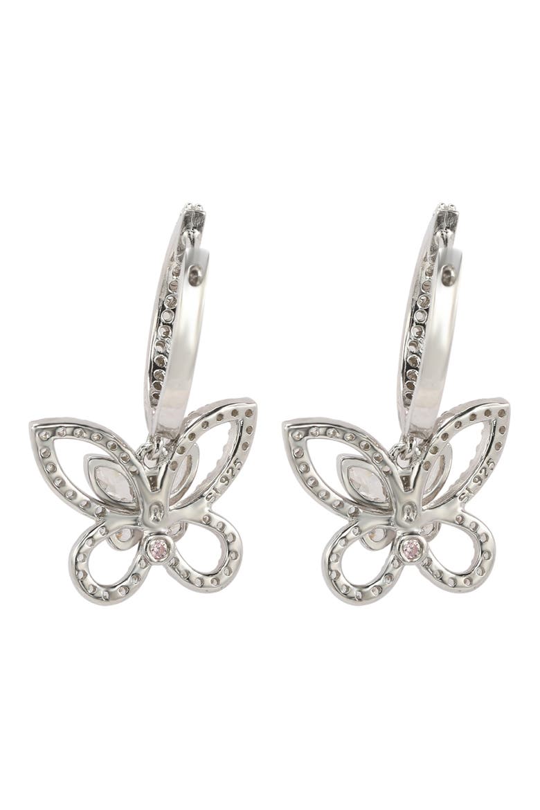 Sterling Silver Pavé CZ Butterfly Drop Earrings, Alternate, color, WHITE