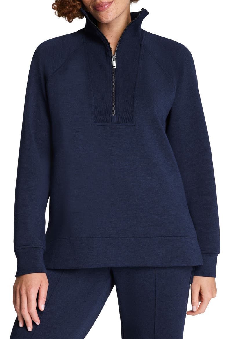 Air Essentials Brushed Half-Zip Sweatshirt, Main, color, HEATHER TIMELESS NAVY