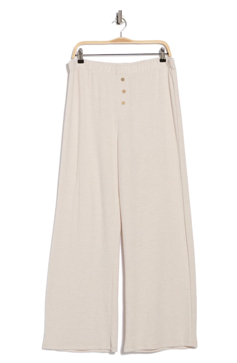 Renee C Button Detail Knit Wide Leg Pants, Alternate, color, Oatmeal