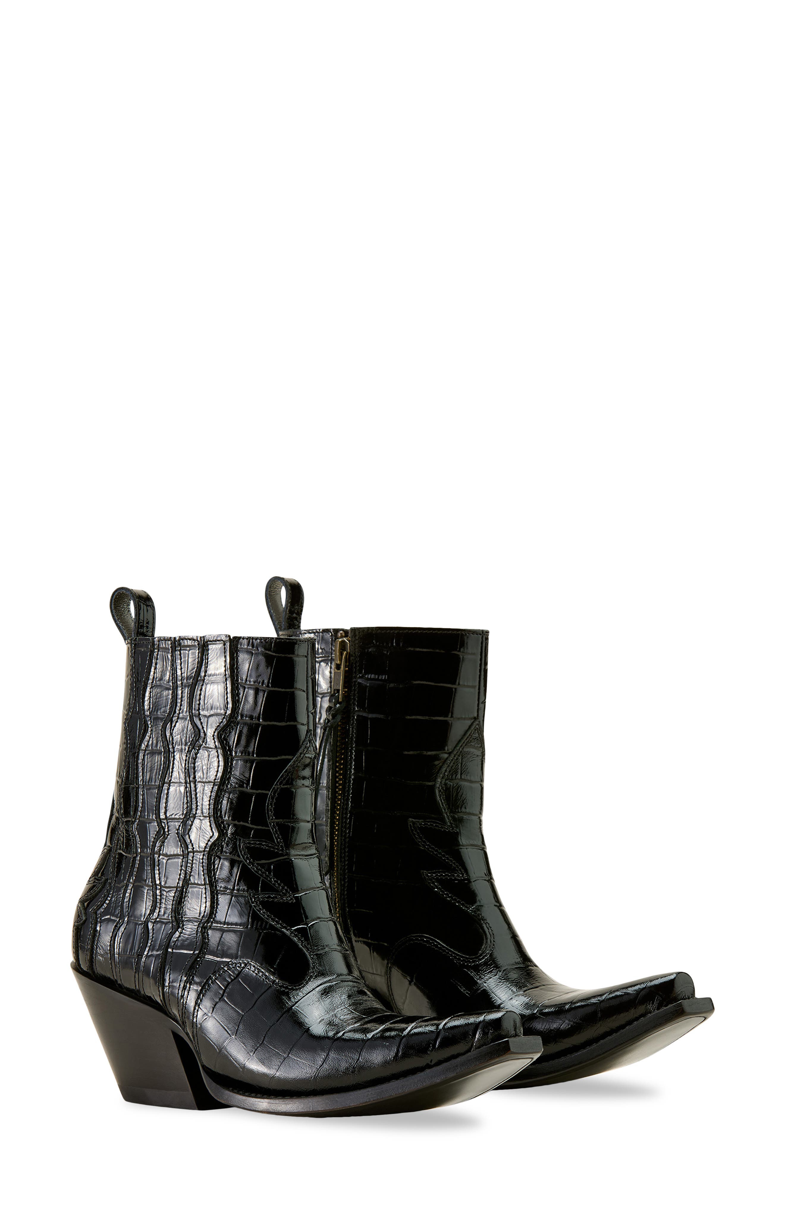 Ariat Jade X Toe Cowyboy Boot, Alternate, color, Luxe Caviar Croc Print