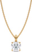 ALLUREZ Round Solitaire Lab Diamond Pendant Necklace 14K Yellow Gold