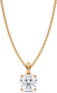ALLUREZ Round Solitaire Lab Diamond Pendant Necklace 14K Yellow Gold