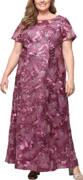 Alex Evenings Sequin Soutache Floral A-Line Gown