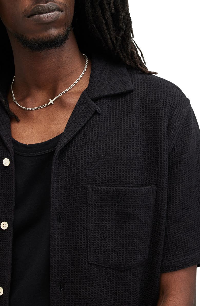 AllSaints Helston Oversize Waffle Camp Shirt, Alternate, color,
