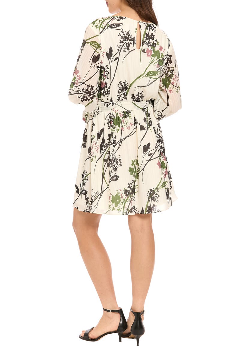 Floral Long Sleeve Fit & Flare Dress, Alternate, color, IVORY/ BLACK