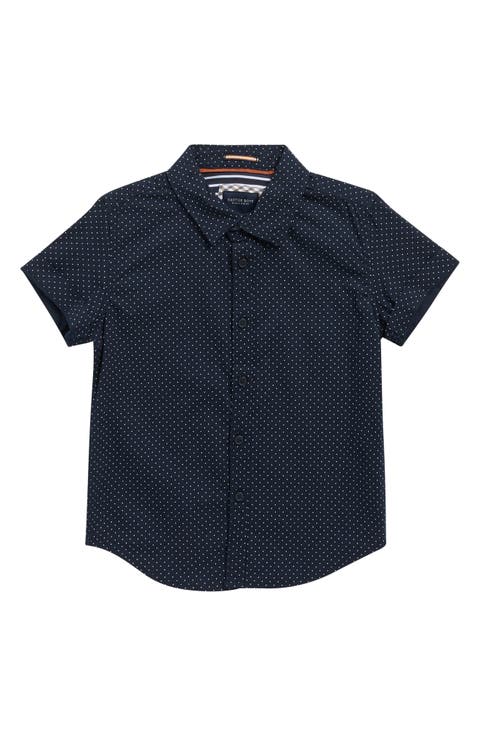 Kids' Pin Dot Short Sleeve Button-Up Shirt (Little Kid)