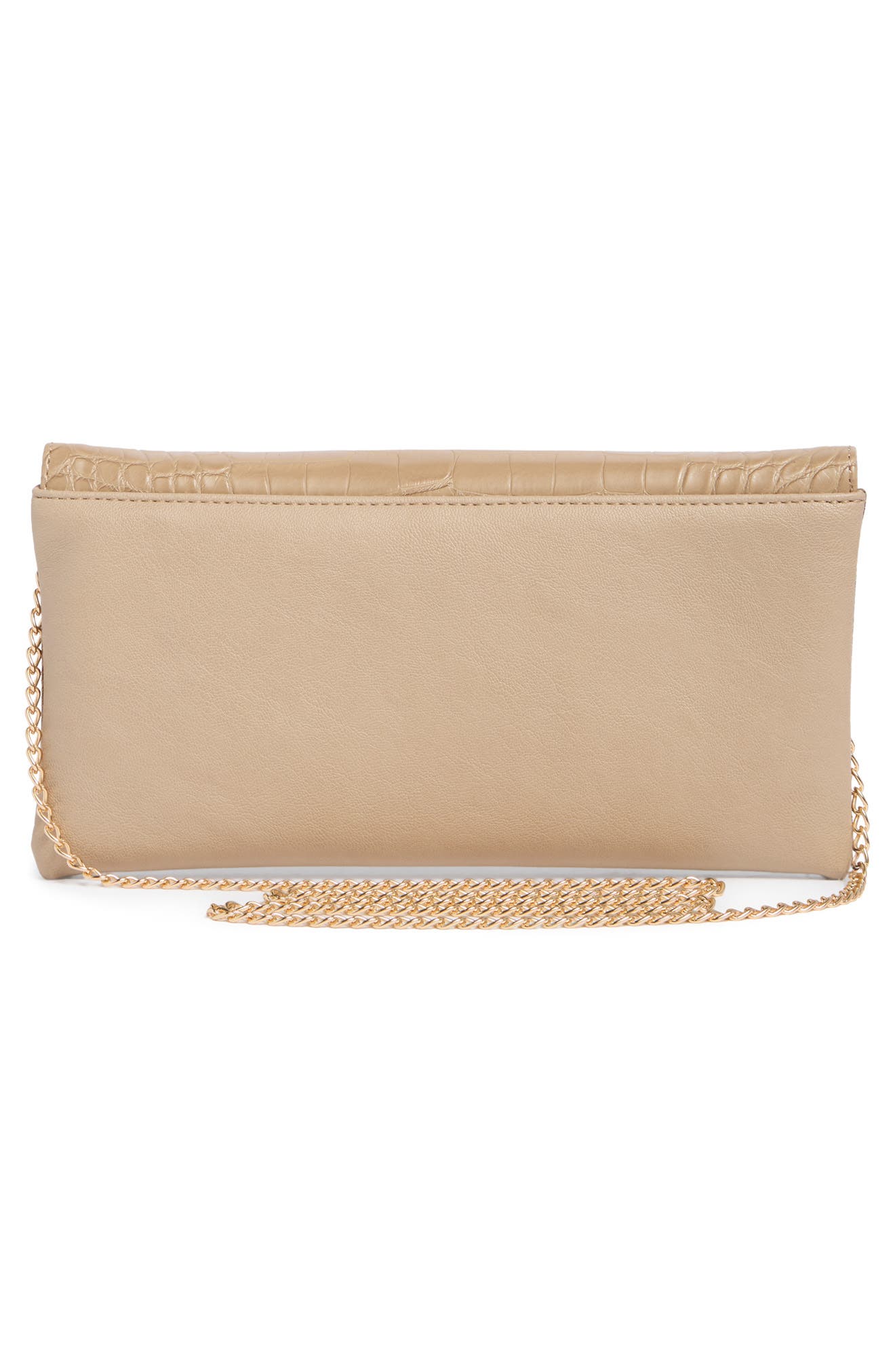 Franko Croc Embossed Faux Leather Clutch, Alternate, color, TAUPE