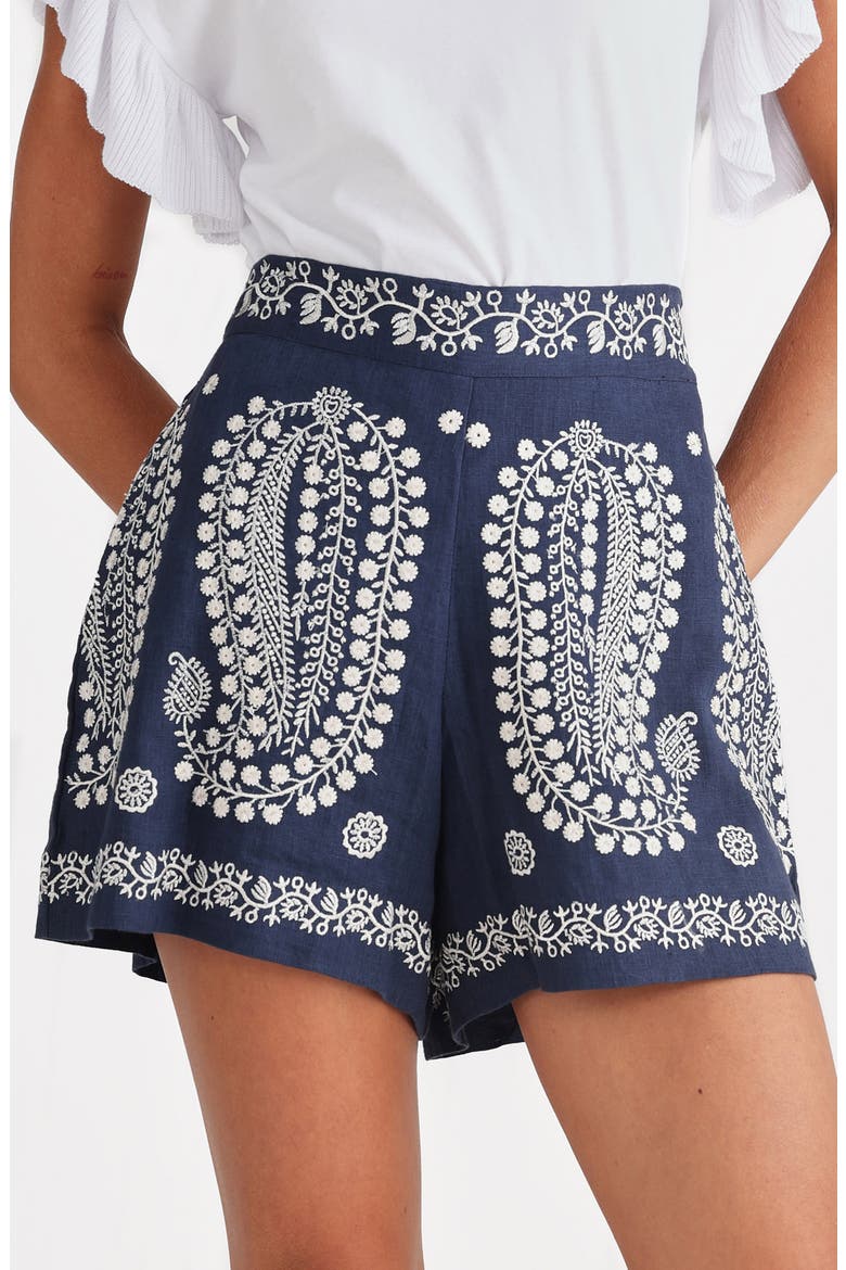 Johari Shorts, Alternate, color, NAVY W EMBROIDERY