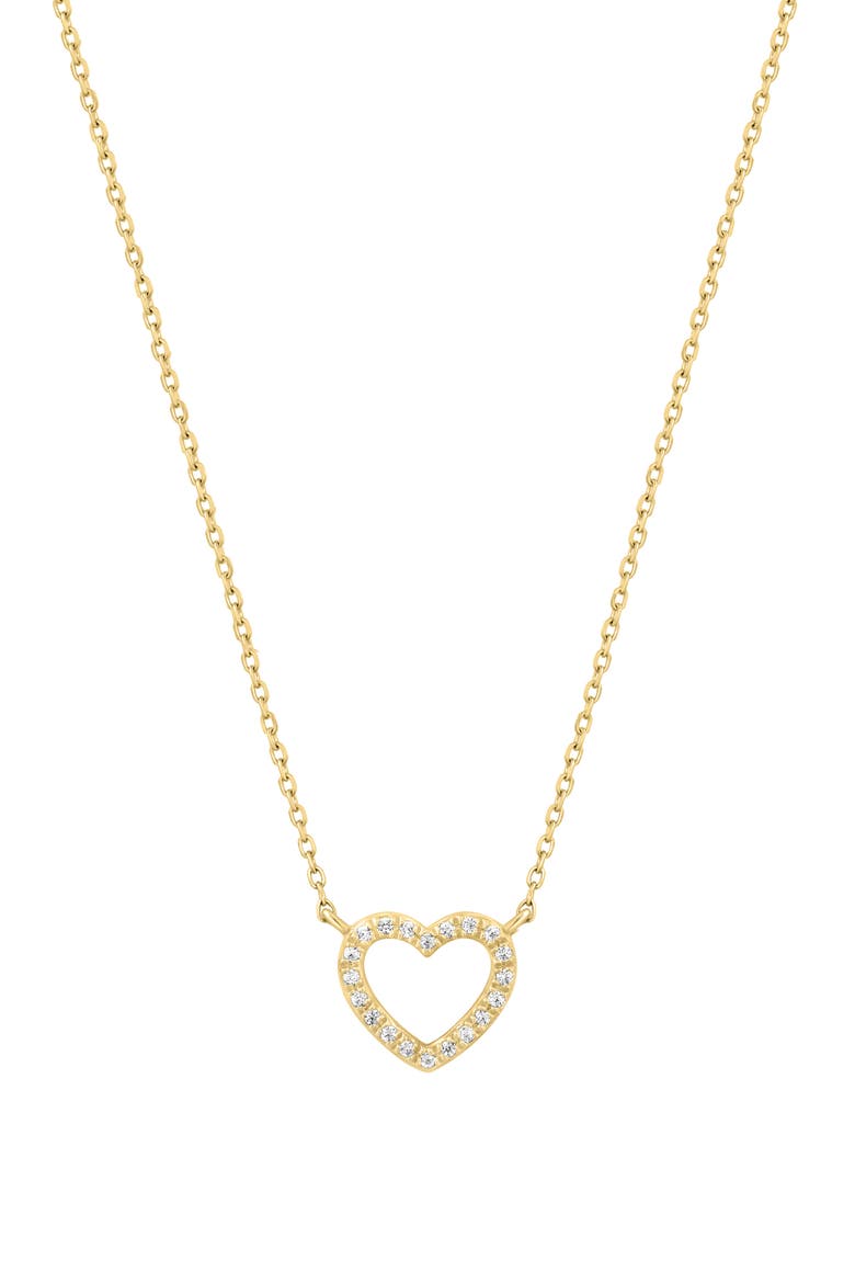 14K Gold Plated Sterling Silver Diamond Open Heart Pendant Necklace, Main, color, GOLD