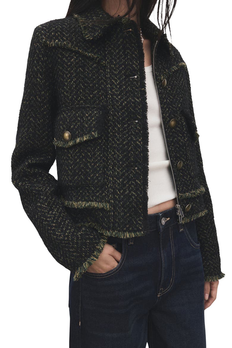Zip Front Tweed Jacket, Alternate, color, GREEN