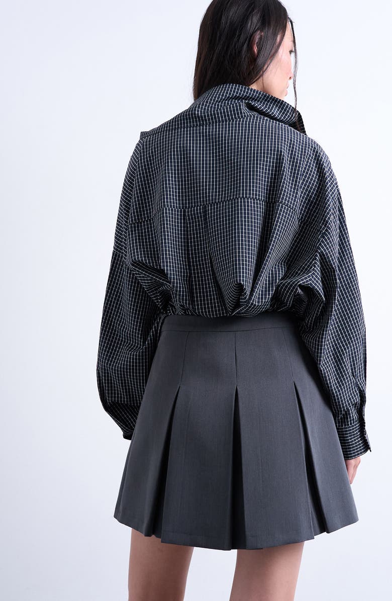 Topshop Pleated Miniskirt, Alternate, color, Grey